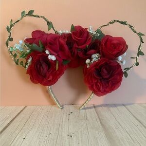 Red Floral Headband with Roses